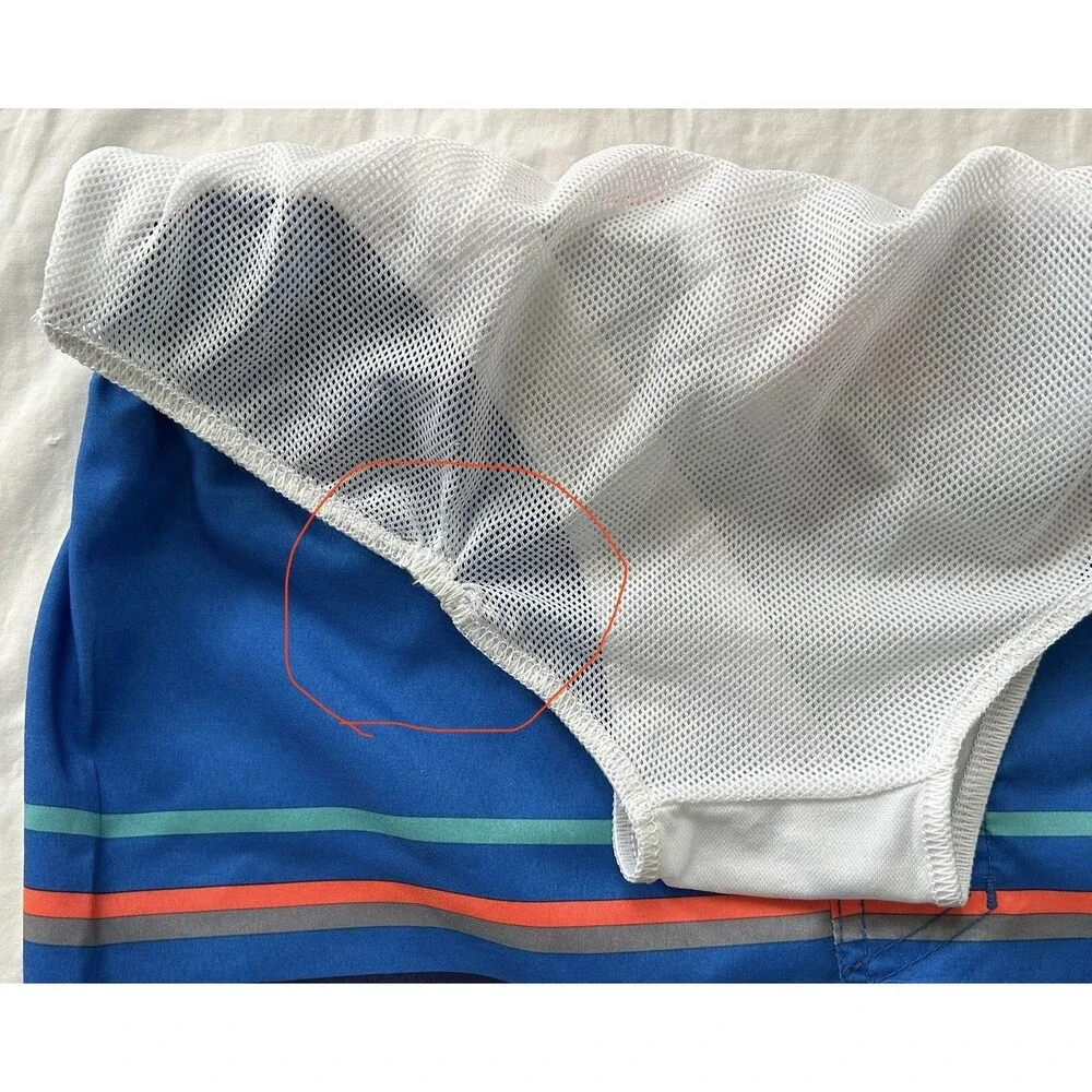 Cat & Jack Boys Swim Trunks Size XL (16) Blue Striped Lined Elastic Drawstring
